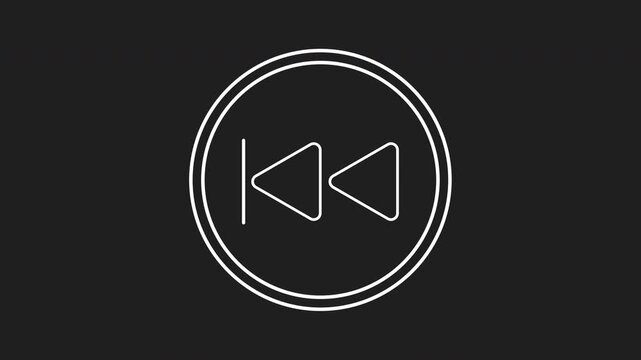 Rewind button in double lined circle design, suitable for multimedia projects, music apps, retro themes, technology concepts, and film industry.