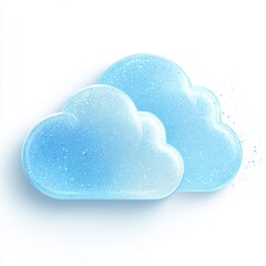 Two glossy blue cartoon clouds with sparkles