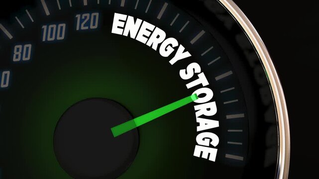 Energy Storage Gauge Level Speedometer Power Store Electric Increase Demand 3d Animation