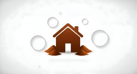 Abstract Home Icon with Water Drops Symbolizing Property Insurance