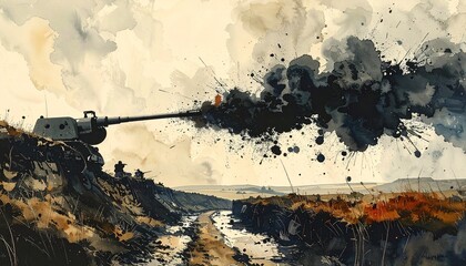 Abstract landscape with dark clouds and dirt path