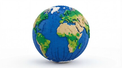 Fototapeta premium Detailed Earth Globe Model on White Background.
