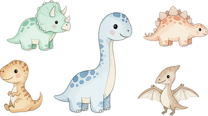 Cute dinosaur cartoon set for kids © Munira