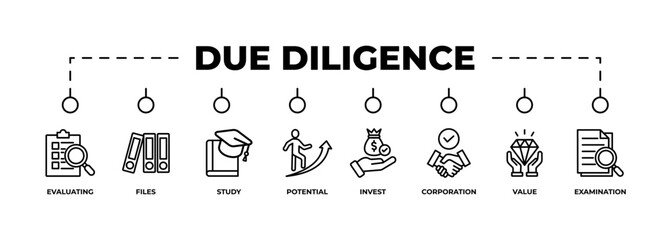 Naklejka premium Due diligence banner web icon vector illustration concept with icon