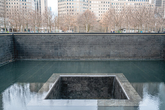 New York, US - January 24, 2026: People are visiting The National September 11 Memorial & Museum (also known as the 9/11 Memorial & Museum) in NYC, US.