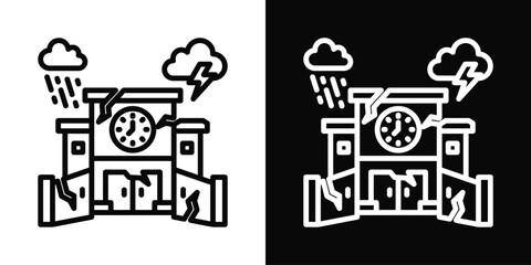 Fototapeta premium Dilapidated Icon White And Black Background Style