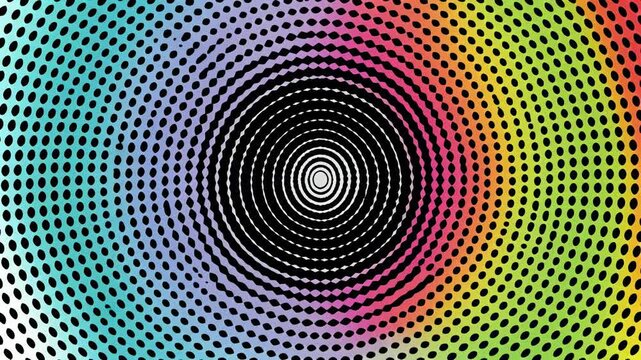 Colorful abstract circular halftone pattern with vibrant gradient background for modern graphic design