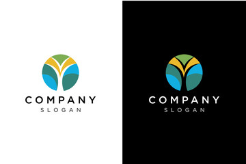 colorful circle abstract tree design logo