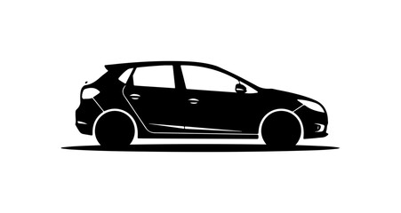 Fototapeta premium Black Vector Silhouette of Modern Hatchback Car