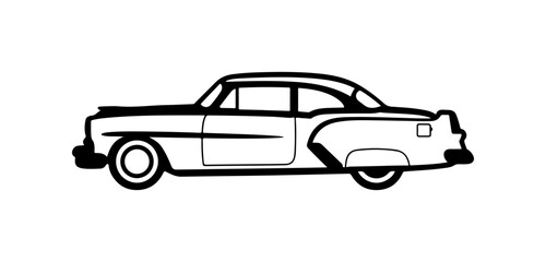 Vintage Classic Car Vector Silhouette
