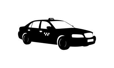 Fototapeta premium Black Vector Silhouette Taxi Car Icon