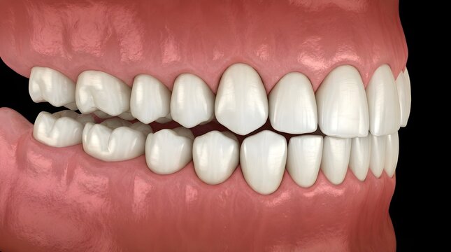 3D Illustration of Human Teeth Showing Underbite Malocclusion