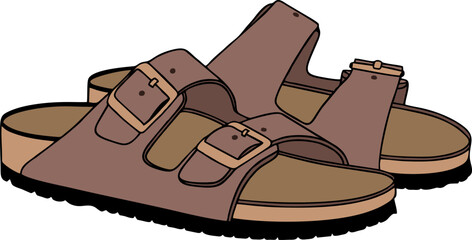 Brown Leather Comfort Sandals Set