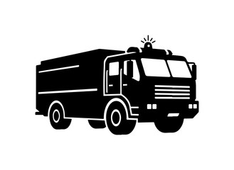 Black Vector Silhouette Fire Truck Icon