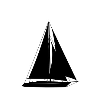 Minimalist Black Sailboat Vector Silhouette