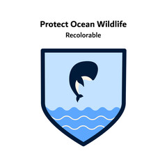 Vector illustration of a whale swimming in the open sea, representing ocean wildlife protection and marine conservation concepts, ideal for environmental campaigns, education materials, and awareness