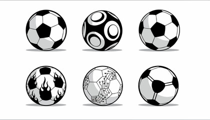 Naklejka premium Set of soccer balls and soccer ball icons isolated on white background