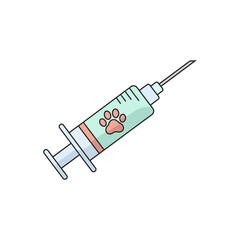 Single vector icon of a veterinarian syringe with paw print symbol