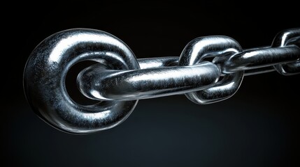 Fototapeta premium Gleaming silver clasps forming a secure and unbroken chain against a dark background