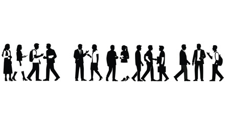 Fototapeta premium People Silhouettes Talking and Communicating in Small Groups