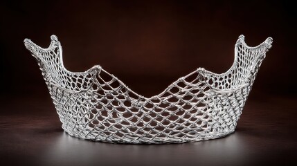 Obraz premium Intricate woven silver wire sculpture artfully displayed on a dark background