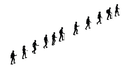 People Silhouettes Climbing Upwards for Success and Progress