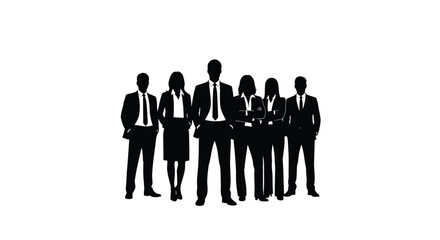 Corporate business team silhouette vector of professionals standing together