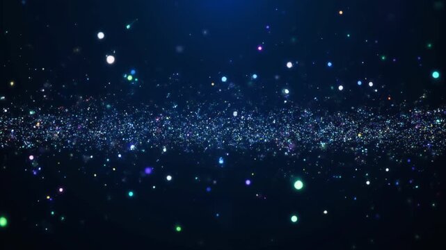 Starry Night Sky with Dots, Stars, Green Tints, and Cosmic Depths in a Dark Blue Universe