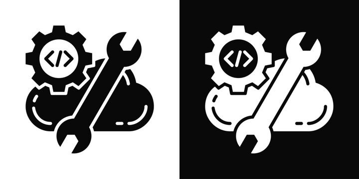 Serverless Icon White And Black Background Style