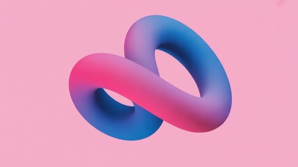 Interconnected gradient rings on pink background