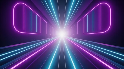 Neon butterfly effect with radiant light beam