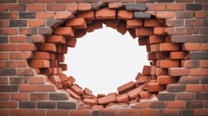 A heart shaped hole in a brick wall