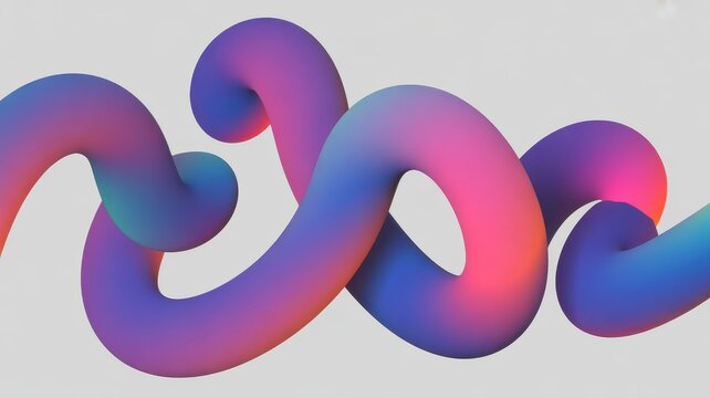 Vibrant 3d gradient squiggles on grey background