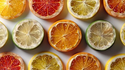 Fresh citrus slices grid display