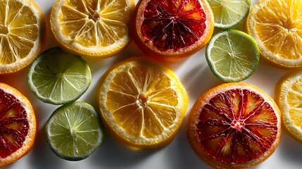 Fresh citrus slices on white background