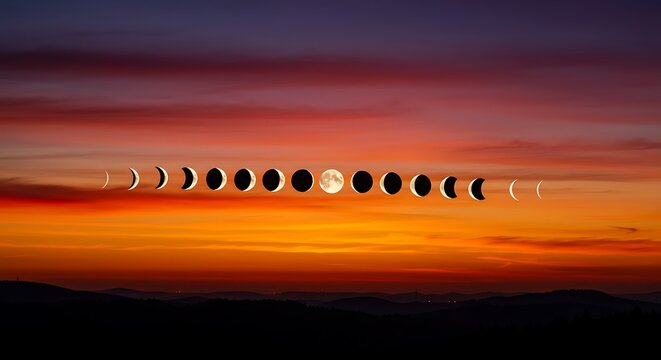 月齢の詩、夕焼け空に浮かぶ
