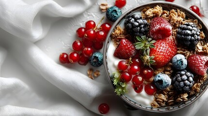 Healthy breakfast bowl with berries