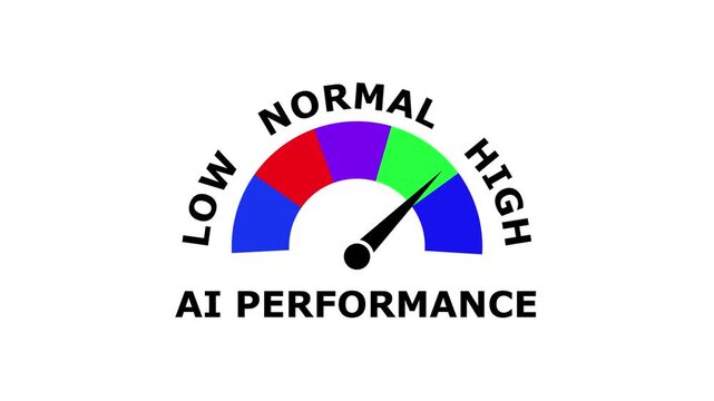 Ai permofance Showing Normal Range With Low And High Indicators. Track and Compare Brand Value from Low to High Levels with Dynamic Increasing and Decreasing Gauge for Data Visualization, Performance.