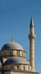 Naklejka premium a large mosque with domes and a tower, Islamic concept