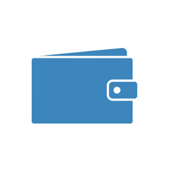 Obraz premium A simple, clean, blue icon representing a wallet, symbolizing finance and personal belongings.