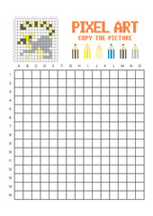 Copy the picture grid drawing worksheet for kids. Pixel art lemur © Adpragus