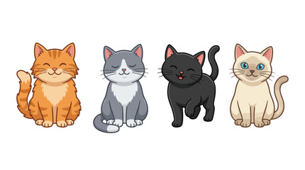 Obraz premium cat cute cartoon vector set , isolate on a white background. SVG and PNG