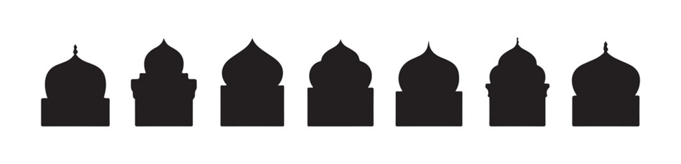 Islamic mosque domes and architectural silhouettes for cultural or religious vector design © MdJahid