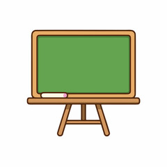 Green School Chalkboard or Blackboard on Stand Vector Icon