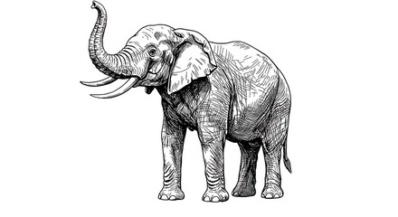 Obraz premium 象の息吹、精緻な線画