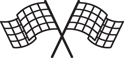 Crossed Checkered Flag Silhouette Vector Racing Finish Line Motorsport Icon