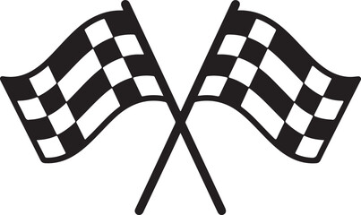 Crossed Checkered Flag Silhouette Vector Racing Finish Line Motorsport Icon