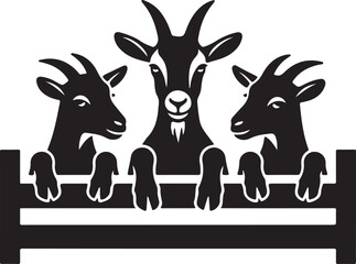 Curious Funny Goat Silhouette Vector Illustration Isolated on White Background