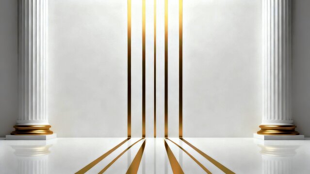 Ultra minimal abstract background fiscal stability concept, white background, bold elegant gold lines