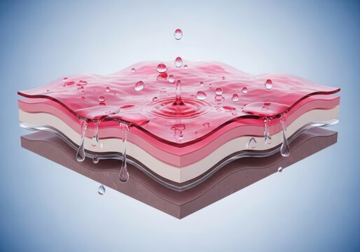 Water absorption into layered skin structure.